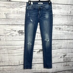 Kancan Blue Distressed Washed Mid Rise Skinny Jeans 5/26
